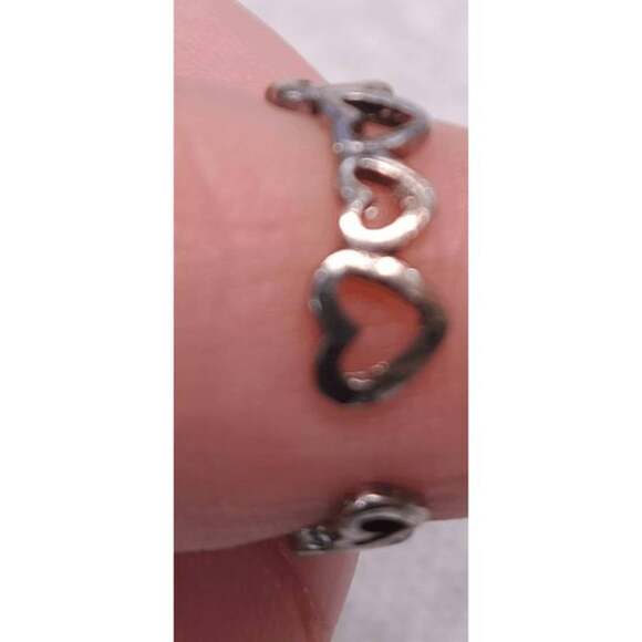 New Old Stock Toe or Finger Open Size Ring Sterling Silver Plated Hearts Tarnish - Picture 4 of 9